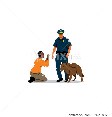 Policeman with a dog. Vector Illustration. 26218979
