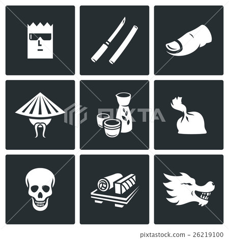 Yakuza icons set. Vector Illustration. 26219100