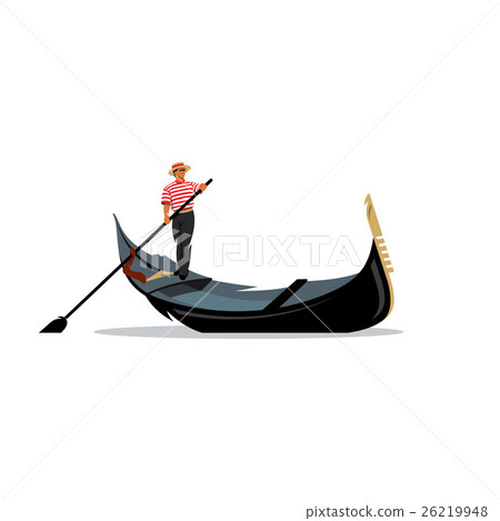 Venice gondola, gondolier. Vector Illustration. 26219948