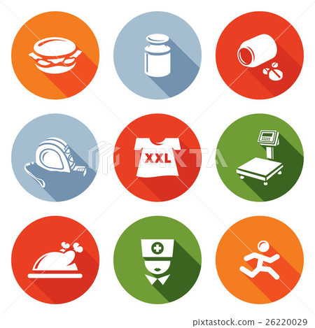 Obesity icons set. Vector Illustration. Obesity icons set. Vector Illustration. 26220029