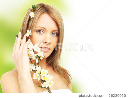 Beautiful woman with spring blossom Beautiful woman with spring blossom 26220030