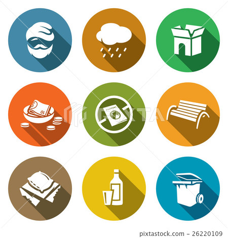 Homeless icons set. Vector Illustration. Homeless icons set. Vector Illustration. 26220109
