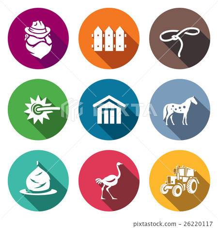 Cowboy ranch icons set. Vector Illustration. Cowboy ranch icons set. Vector Illustration. 26220117