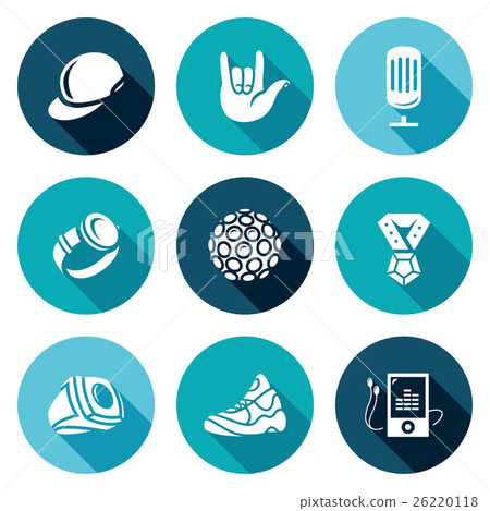 Attributes rapper icons set. Vector Illustration. Attributes rapper icons set. Vector Illustration. 26220118
