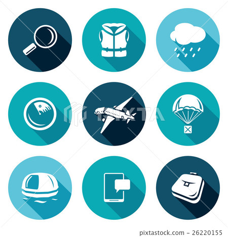 Search operation, plane crash icons set. Vector  26220155