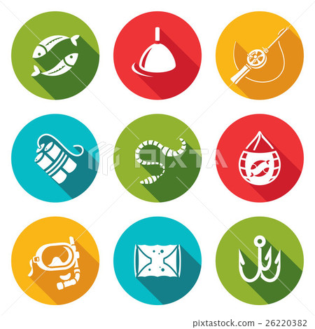 Fishing icons set. Vector Illustration. 26220382