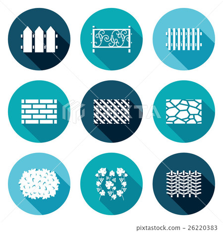 Collection of fences icons set. Vector Collection of fences icons set. Vector 26220383
