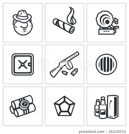 Vector Set of Gangster Icons.  26220531