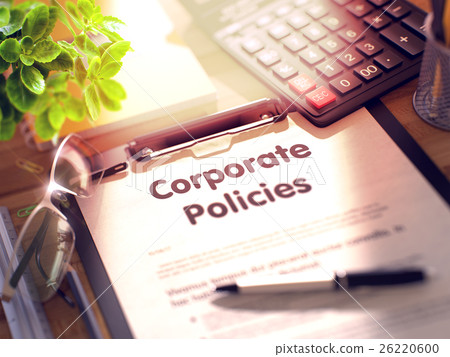 Clipboard with Corporate Policies. 3D. 26220600