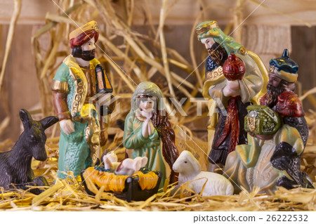 Christmas Manger scene with figurines Christmas Manger scene with figurines 26222532