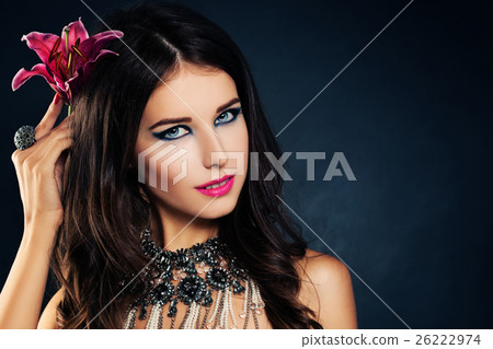 Portrait of Beautiful Fashion Model Girl. Jewelry Portrait of Beautiful Fashion Model Girl. Jewelry 26222974