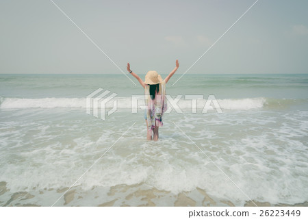 Young female relax on tropical beach Young female relax on tropical beach 26223449