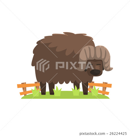 Musk Ox With Scruffy Brown Coat Standing On Green Musk Ox With Scruffy Brown Coat Standing On Green 26224425