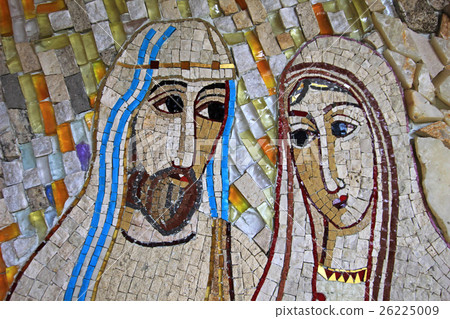 Colorful mosaic in the patio of Polloc church 26225009