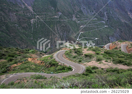 Nice curvy winding mountain road northern Peru 26225029