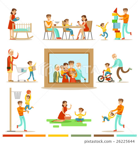 Happy Family Doing Things Together Illustration Happy Family Doing Things Together Illustration 26225644