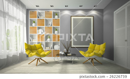 Interior of modern design room 3D illustration Interior of modern design room 3D illustration 26226739