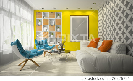 Interior of modern design room 3D illustration Interior of modern design room 3D illustration 26226765