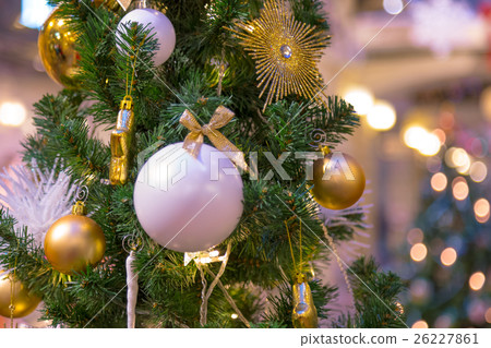 Christmas decorations on the branches of fir tree 26227861