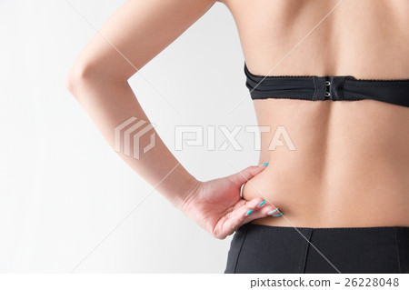 Woman touching the waist · White back Woman touching the waist · White back 26228048