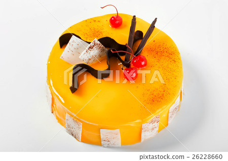 cherry cheesecake on a creative plate, organic 26228660