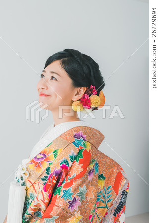 colorful wedding kimono, person, bride 26229693