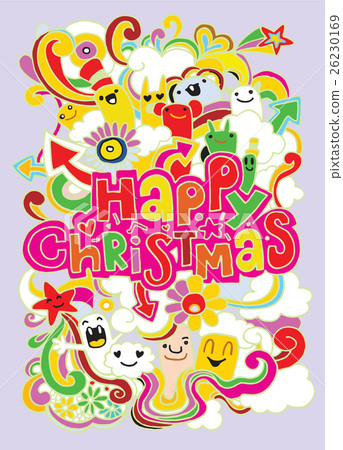 Hand drawn Happy Christmas poster , funny doodle Hand drawn Happy Christmas poster , funny doodle 26230169