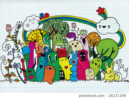 Hipster Hand drawn Crazy doodle Monster City Hipster Hand drawn Crazy doodle Monster City 26231199