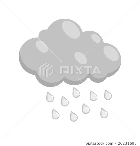 Cloud with rain icon, black monochrome style 26231693