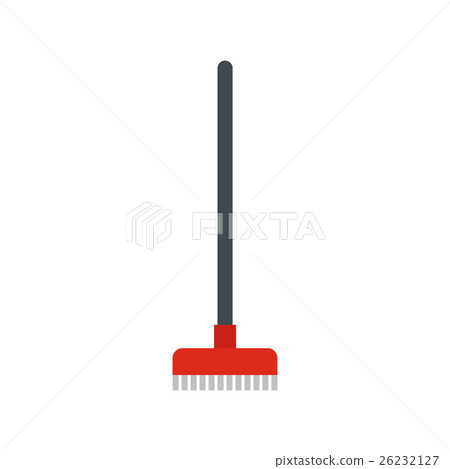 Red broom icon, flat style Red broom icon, flat style 26232127