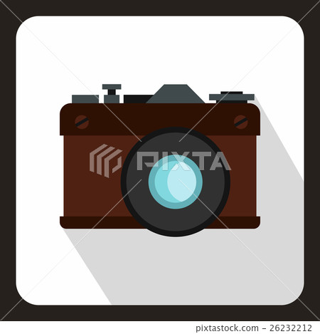 Retro photo camera icon, flat style - Stock Illustration [26232212] - PIXTA