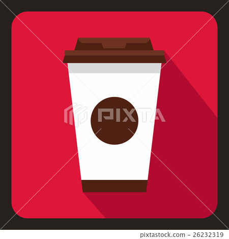 Paper coffee cup icon, flat style 26232319