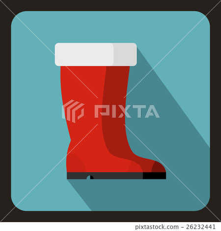 Red rubber boots icon, flat style Red rubber boots icon, flat style 26232441