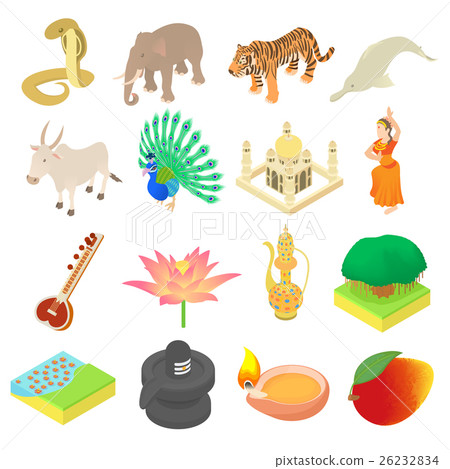 India icons set, isometric 3d style 26232834