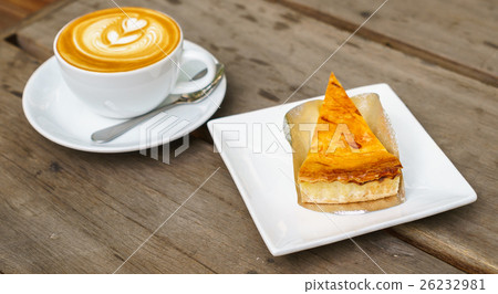 Latte Coffee art on the wooden table 26232981