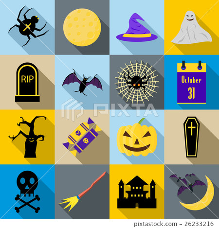 Halloween icons set in flat style 26233216