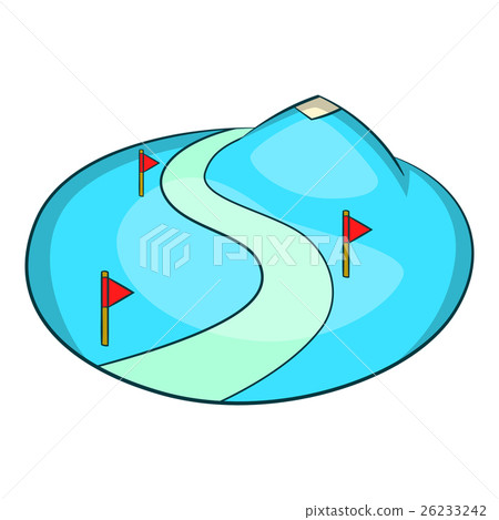 Ski slope of the snow mountain icon, cartoon style 26233242