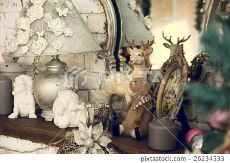 Shelf with mirror lamp candles, angels 26234533