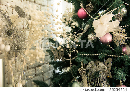 Christmas background with tree and decorations 26234534