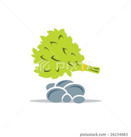 Oak Broom and Stones Vector Cartoon Illustration. 26234863
