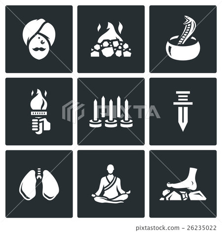 Vector Set of Indian Yoga Icons.  26235022