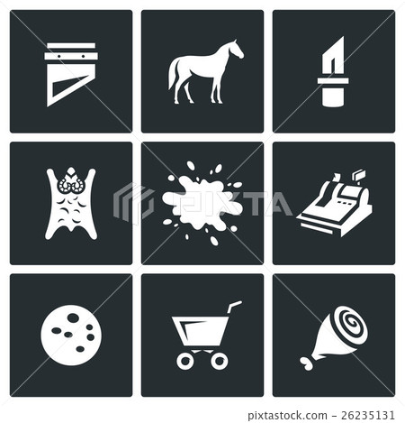 Vector Set of Meat Processing Plant Icons.  26235131