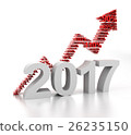 Upward arrow for 2017 formed by numbers 26235150