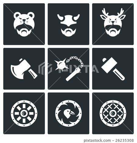 Vector Set of Viking Weapons Icons.  26235308
