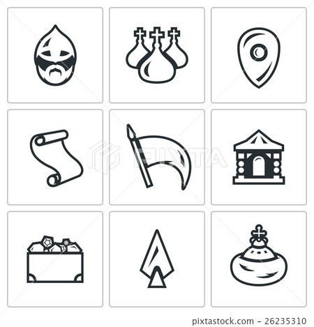 Vector Set of Ancient Russia Icons.  26235310