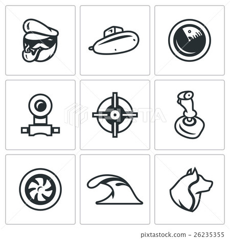 Vector Set of Submarine Icons.  26235355