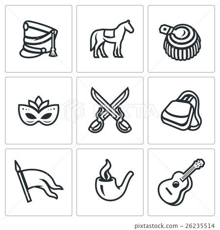 Vector Set of Hussars Icons. Vector Set of Hussars Icons. 26235514