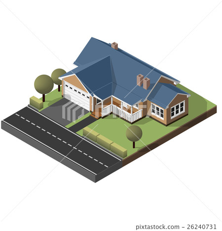 American Cottage, Small Wooden House - Stock Illustration [26240731 ...