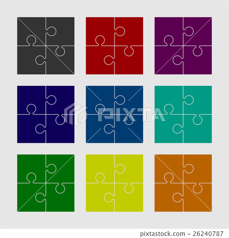 Four Color Piece Puzzle Round Infographic. 4 Step. 26240787