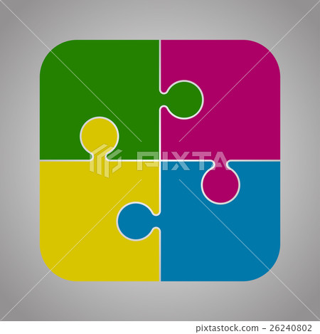 Four Color Piece Puzzle Round Infographic. 4 Step. 26240802
